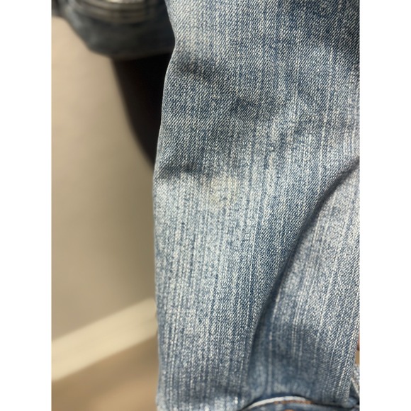 Hollister Womens Blue Denim Trucker Jacket Light Wash Floral Pocket Lining Small - Picture 4 of 10